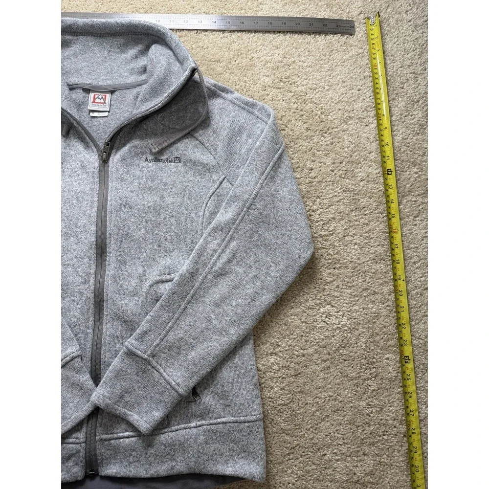 Avalanche Womens Thermal Knit Full Zip Fleece Lined Jacket Heather Gray Size M